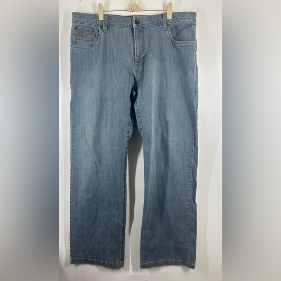NWOT PrAna Men’s Relaxed Fit Straight Leg Jeans Light Indigo Wash 38 32 - Picture 1 of 4
